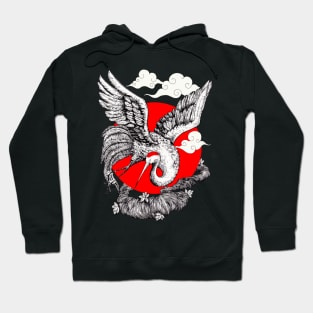 Japanese Red crowned Crane Hoodie